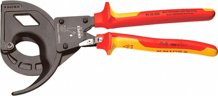 楽天市場】クニペックス(KNIPEX)ラチェット式絶縁ケーブルカッター9536