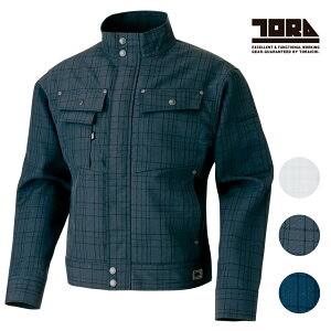 寅壱 チェック柄長袖ブルゾン 7560-124 5L立ち襟 強度 耐久性 軽量 ジャケット 日本製生地 作業着かっこいい 生地が強い ポリエステル100% 破れにくい おしゃれ 年間物 寅壱 制服 ユニフォーム