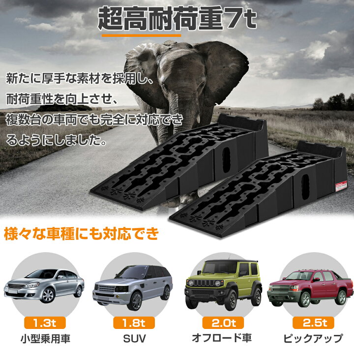 楽天市場】カースロープ 耐荷重7t 7000kg 大型車対応 2個セット 