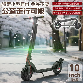 【7/4 20時~最大2,000円OFFクーポン+P5倍】電動キックボード 特定小型原付 免許不要 公道走行可能 歩道走行可能 折りたたみ 最大速度20km 10インチタイヤ 最大続行距離40Km 10Ah大容量バッテリー IP54防水 モペット アウトドア 通勤 通学 国交省認定型式確認番号：JATA-0127