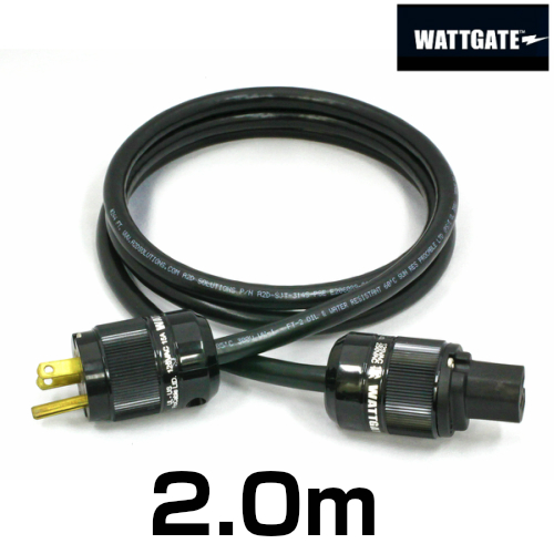 米国WATTGATEの非メッキプラグと 米国A2D社の特注電源ケーブル 100%シールド電源ケーブルです WATTGATEシールド電源ケーブル 長さ 黒色プラグ 新着 希望者のみラッピング無料 2.0m