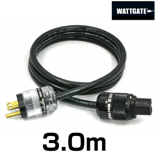 米国WATTGATEの非メッキプラグと 米国A2D社の特注電源ケーブル 100%シールド電源ケーブルです WATTGATEシールド電源ケーブル 新着 3.0m 長さ テレビで話題 透明プラグ