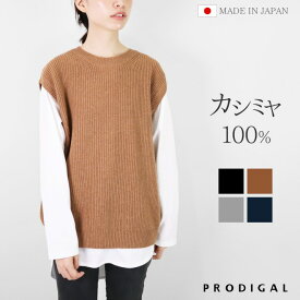 PRODIGAL カシミヤ 100% ニットベスト ユニセックス 日本製 S M L 秋冬 冬 メンズ レディース クルーネック シンプル 無地 カシミア 五泉ニット カシミヤ100％リラックスベスト