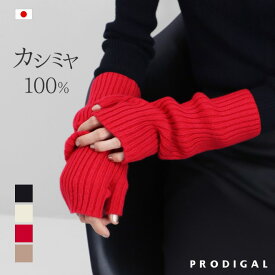 PRODIGAL アームウォーマー レディース 冬 カシミヤ 100％ 日本製 フリーサイズ 秋冬 アームカバー カシミア ロング 暖かい 五泉ニット カシミヤ100％ 2×2リブアームウォーマー