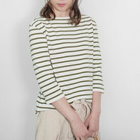 PRODIGAL ボーダー 七分袖 春 ニット レディース 日本製 M L 春夏 ボーダー カットソー ボートネック シンプル 綿 カシミア 五泉ニット コットンカシミヤボーダーニット七分袖