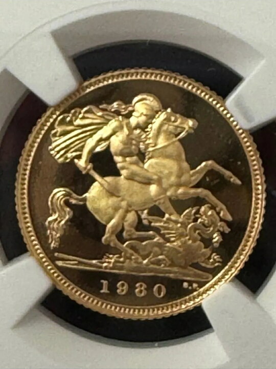 楽天市場】1980年 英国 1/2ソブリン 金貨 プルーフ エリザベス2世 NGC 