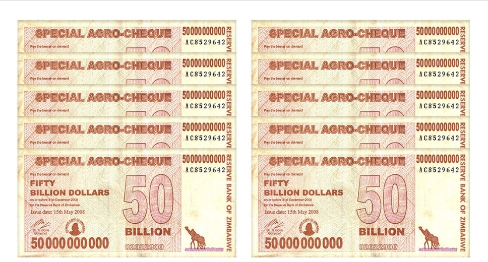 ジンバブエ旧紙幣50億ドル〜200億ドル３枚セット - コレクション