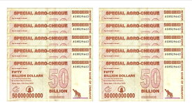 【即日発送 保証書付き】 ジンバブエドル 500憶ドル スペシャルアグロチェック 10枚 ジンバブエ紙幣 外貨 本物紙幣の保証