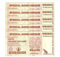 【本物保証】 ジンバブエドル 500億ドル スペシャルアグロチェック 5枚 ジンバブエ紙幣 鑑定済 本物紙幣…