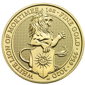 2020年 金 1オンス クイーンビースト 「ホワイトライオン of モーティマー」 エリザベス女王 純金1オンス 金貨 24金 品位：K24(99.99％) 31.1g イギリス 新品未使用 ゴールド 本物保証 コインカプセル入り