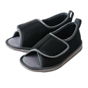 竹虎 転倒予防シューズ つま先なし S ブラック・091292 つまずきや転倒を予防する室内用シューズ