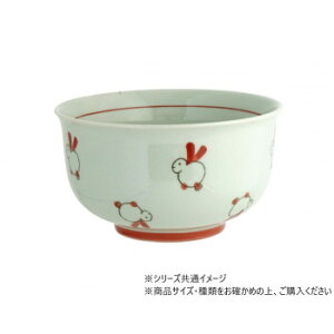 ウサギ 深型丼 レッド 707297 和柄の和陶器