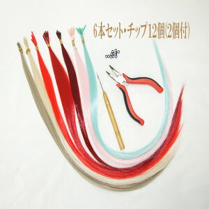 チップ増量★メッシュに最適!!チップ用耐熱ファイバーエクステ50cm6本(1本あたり1g)tfs001