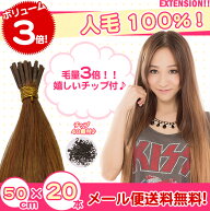 チップ増量★ボリューム3倍！★チップ用 人毛 エクステ 50cm 毛束20本（1本あたり約1.5g） チップ40個付…