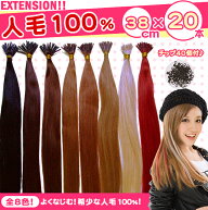チップ増量★チップ用 人毛 エクステ 38cm 毛束20本（1本あたり約0.5g） チップ40個付き　2セットはお得…
