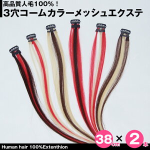 3ホールコーム付ワンタッチ人毛エクステ38cm(2本入)
