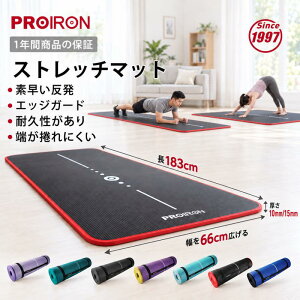 PROIRON 高級 ストレッチ マット ピラティスマット 10mm 15mm 高密度 4色 NBR(ニトリルゴム) エ