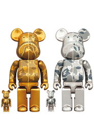 BE@RBRICK BAPE(R) CAMO SHARK 100％ & 400％ GOLD／SILVER
