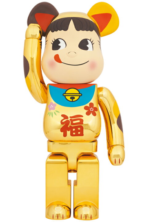 楽天市場】BE@RBRICK 招き猫 ペコちゃん 福 金メッキ 1000％ : MEDICOM 