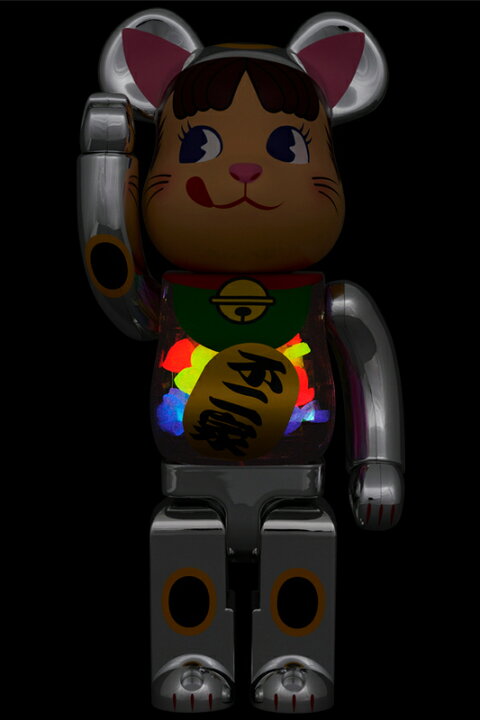 楽天市場】BE@RBRICK 招き猫 ペコちゃん 銀メッキ 蓄光ミルキー入り 
