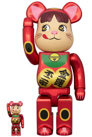 BE@RBRICK 招き猫 ペコちゃん 金運 ダブル小判 梅色金メッキ 100％ & 400％