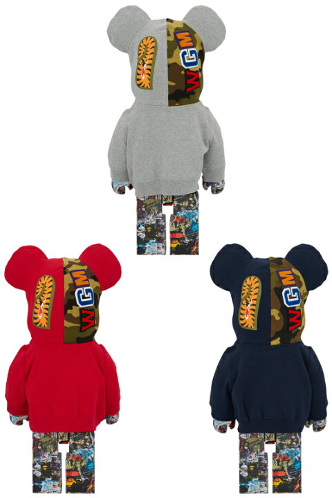 楽天市場】BE@RBRICK BAPE(R) LEGACY CAMO SHARK GRAY／RED／NAVY 1000 