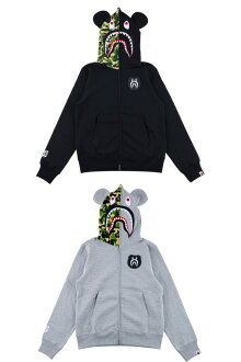 BAPE(R)CAMOSHARKBE@RFULLZIPHOODIE(BLACK/GRAY)