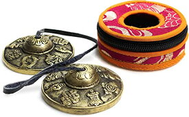透き通る音色 チベタンベル ヨガ 瞑想 ティンシャベル チベット ベル チベットベル チベタンシンバル 打楽器 治癒 風水 ティンシャ 密教 仏教 法具 吉祥八文様 専用保護ケース