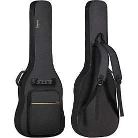 CAHAYA エレキギターケース ソフトケース 簡単版 軽量 ギター ソフト バッグ 8mmスポンジ 肩掛け 手提げ 大容量ポケット 持ち運びに便利 黒い（黄色いストライプ付き）CY0226