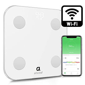 体重計 スマホ連動 WiFi/Bluetooth arboleaf 体脂肪計・体組成計 アプリ連動 ヘルスメーター スマート体重計 乗るだけ 体重/体脂肪率/筋肉量など14項目測定 150kgまで 自動認識 登録者無制限 あすけん/GoogleFit/Fitbit/appleヘルスケア連携 健康管/理高精度/軽量収納/電