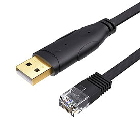 USBコンソールケーブル, CableCreation [FTDI-FT232RL チップセット内蔵] USB-RJ45シリアルケーブル Cisco、NETGEAR、TP-Link、Linksys、Ubiquiti、Huaweiルータ/スイッチ用 Mac、Windows及びLinuxに対応 1.8M ブラック ご注意：H3Cルータ非対応
