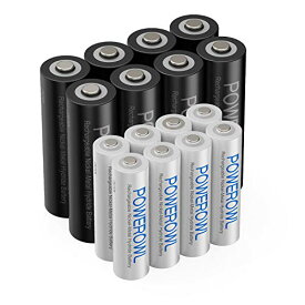 POWEROWL単4単3形充電式ニッケル水素電池16個パック 自然放電抑制 環境保護(1000mAh+2800mAh、約1200回循環使用可能