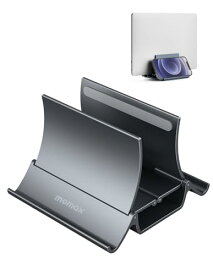 MOMAXノートパソコンスタンド 縦置き macbook スタンド 重力ロック 卓上 自動的にグリップ 収納 幅調節可能 冷却効果 クラムシェルスタンド ノートpc スタンドタブレット/MacBook/iPad/Mac Mini/iPhone 15/Plus/Pro/Pro Max縦置き用 Arch