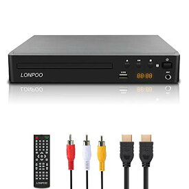LONPOO DVDプレーヤー リージョンフリー HDMI/AV出力1080P CPRM再生可能 USB2.0入力 カラオケ用マイクジャック LEDディスプレイ PAL/NTSC対応 コンパクトDVDプレーヤーテレビ用 HDMI/AVケーブル付き フル機能のリモコンをサポート