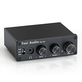 Fosi Audio Q4 DAC ヘッドフォンアンプ 小型 ミニステレオ 24ビット 光デジタル コンパクト ヘッドホンアンプ 192KHz PC-USB/光/同軸/RCA入力 MAC/PC/TV/PS4/DVD対応 家庭用アクティブスピーカー対応 (ケーブル付き)