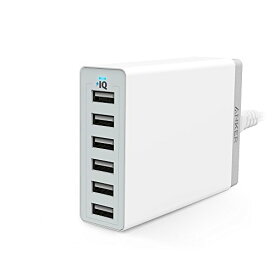 Anker PowerPort 6(60W 6ポート USB急速充電器) iPhone / iPad / iPod / Xperia / Galaxy / Nexus / 3DS / PS Vita / ウォークマン他対応 【PowerIQ搭載】(ホワイト)