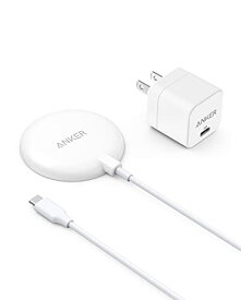 Anker PowerWave Magnetic Pad Lite with USB急速充電器（マグネット式ワイヤレス充電器） iPhone 14シリーズ対応 USB急速充電器付属 ホワイト