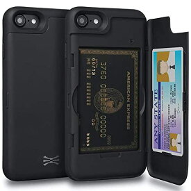 TORU CX PRO iPhone SE3 2022 ケース 収納背面 2枚 IC Suicaカード入れ カバ― ミラー付き (アイフォン SE2 2020 / アイフォン 8 / アイフォン 7用) - ブラック