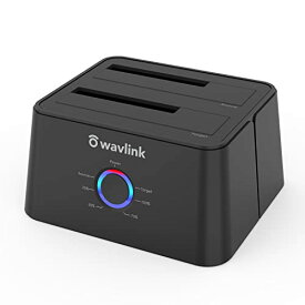 WAVLINK USB 3.0 SATA I/II/III デュアルベイ 外付けハードドライブ ドッキングステーション HDDスタンド 2.5/3.5インチ SSD HDD UASP（6Gbps）付き オフラインクローン デュプリケータと自動スリープ機能対応 [16TB X2] 黒色