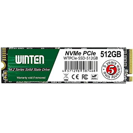 WINTEN 内蔵 SSD 512GB NVMe M.2 2280 PCIe Gen 3.0×4 3D NAND (最大読取 3100MB/s 最大書込 2100MB/s) 5年保証 WTPCIe-SSD-512GB