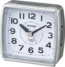 RA:MAG(マグ) 目覚まし時計 アナログ 小時郎 小型 静音 連続秒針 スヌーズ機能 ライト付き シルバー T-709SM