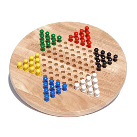 RA:WEGames WE Games Solid Wood Chinese Checkers with Wooden Pegs - 29cm Diameter