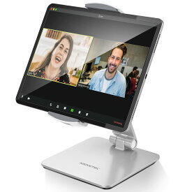 RA:AboveTEK タブレット スタンド 4.7～15.6インチ アルミ製 タブレットホルダー 360°回転 スマホスタンド 折りたたみ 角度調整 iPadスタンド モバイルモニター スタンドに対応 ビジネス キオスク POS用（銀）