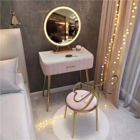 ワンデー限定クーポン実施中 ドレッサー 北欧風 鏡台 オシャレ お姫系 LEDミラー ベロア調 ドレッサー スツールセット 寝室 化粧テーブル 小さい化粧台 コスメ台 収納 J108 デスク、椅子、ミラーの3点セット
