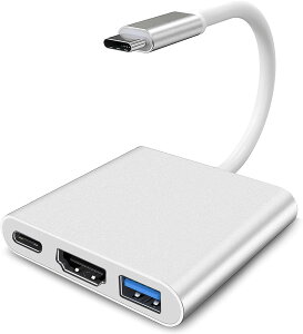 �y4K�f���o�� �zUSB Type C HDMI �A�_�v�^ 4K �𑜓x hdmi�|�[�g+USB 3.0�����|�[�g+�^�C�vC 100W PD�}���[�d�|�[�g 3in1 �ϊ��A�_�v�^�[ �^�C�v c �f�W�^��AV�}���`�|�[�g�A�_�v�^�[ iPad Pro/Switch/Matebook/MacB