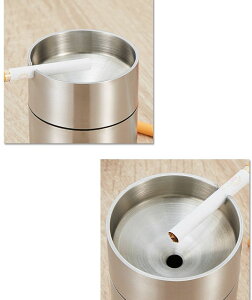 車用 灰皿 大容量 車載 カー用品 ステンレス ロングサイズ 卓上 リビング ドリンクホルダー 金属 メタル 丸型 円柱 つや消し 蓋付き シンプル おしゃれ 高級感 メタリック シルバーカラー