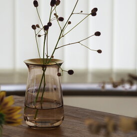 キントー　LUNA　ベース　80×130mm　ブラウン　/　KINTO　/　花瓶 花器 グリーン フラワー 切り花 多肉植物 ハーブ シンプル 真鍮 ガラス インテリア 雑貨 ギフト プレゼント