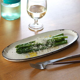 飯高幸作　オーバル皿　白フチ茶 　/　 kousha ceramic works　/　楕円皿 横長皿 長皿 さんま 焼き魚 笠間焼 和食器 飯高幸作 作家もの ギフト プレゼント 日本製