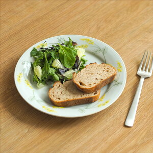 徳永遊心窯 色絵ミモザ 7寸皿 / 平皿 プレート 21.5cm 色絵 ミモザ 中皿 大皿 和食器 九谷焼 磁器 日本製 作家もの シンプル