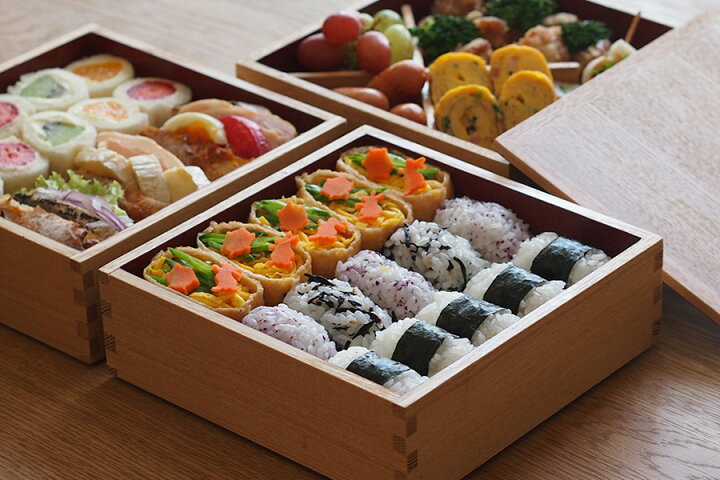 楽天市場】松屋漆器店 白木 6寸三段重 内朱 / お重 重箱 タモ 運動会  